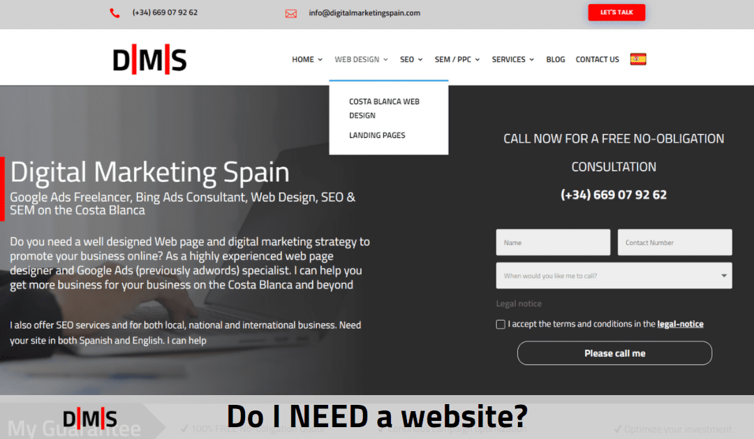 Do I need a website on the Costa Blanca?