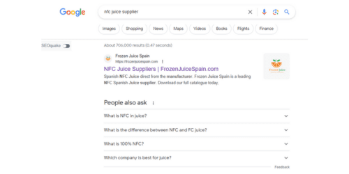 Frozen Juice Spain Number 1on Google